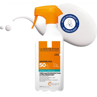La Roche-Posay Anthelios Spray Familial SPF50+ 300 ml, protection solaire corps et visage très haute protection UVA/UVB pour toute la famille peau sensible paraplus