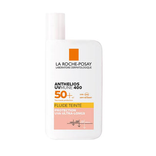 La Roche-Posay Anthelios UVMune 400 Fluide Teinté SPF50+ 50 ml, protection solaire visage teintée contre les UVA ultra-longs pour peaux sensibles.