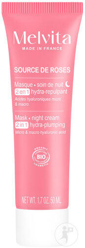 Melvita Source de rose masque soin de nuit 2en1 hydra-repulpant 50mL