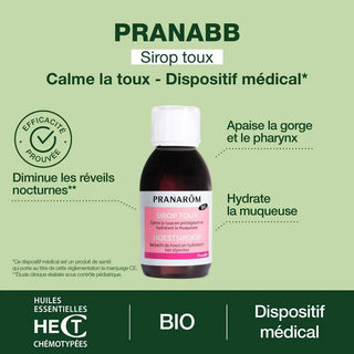 Pranarôm PranaBB Sirop Toux Bébé Bio 120 ml – Sirop naturel toux sèche & grasse dès 1 an