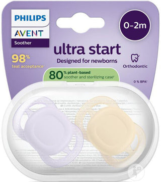 Philips Avent Sucette Ultra Start Pêche & Lilas – 0-2 mois (2 sucettes)