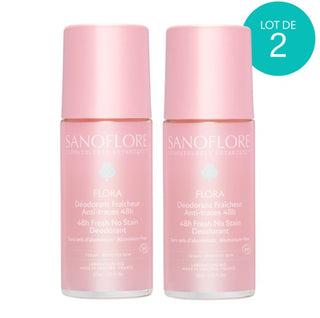 Sanoflore Lot de 2 Déodorants Roll-On 48h Flora Bio