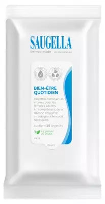 Saugella Antiseptique Naturel Lingettes Intimes Nettoyantes Protection Active x15