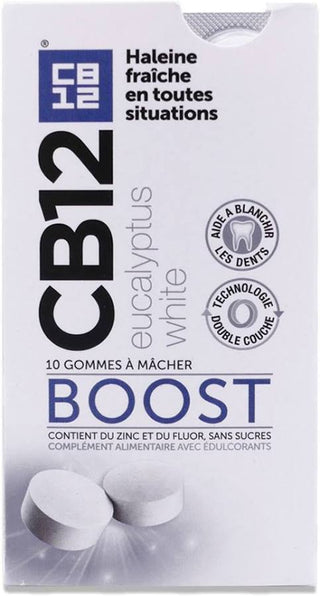 CB12 Boost – Gommes à Mâcher Eucalyptus White (Boîte de 10)