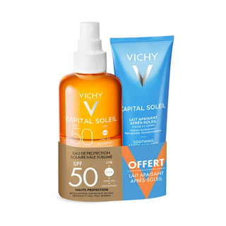 VICHY Capital Soleil Eau de Protection Solaire SPF50 200 ml + Lait Apaisant Après-Soleil 100 ml Offert