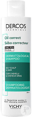 Vichy Dercos Shampoing Sébo-Correcteur Cuir Chevelu Et Cheveux Gras Flacon 200ml